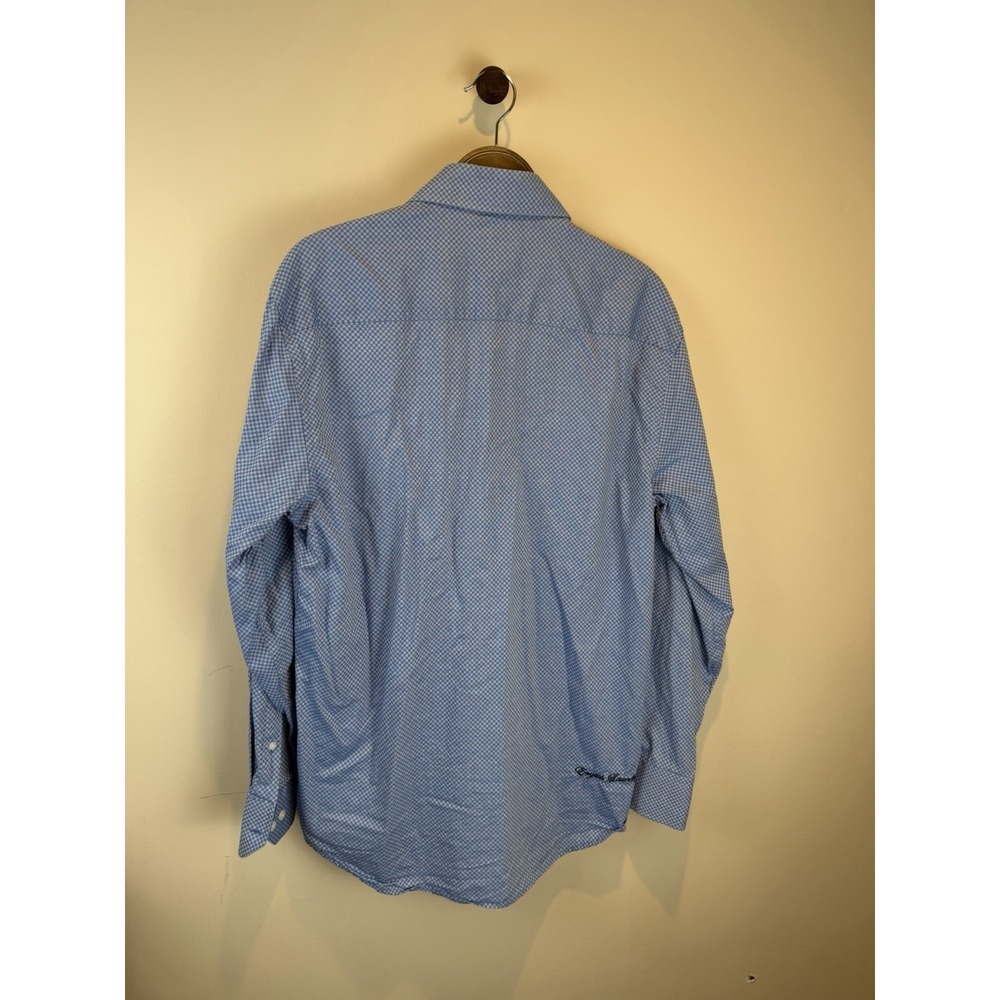 English Laundry Mens Size 16 34/35 Blue Gingham Dress Shirt Long Sleeves - Picture 2 of 11